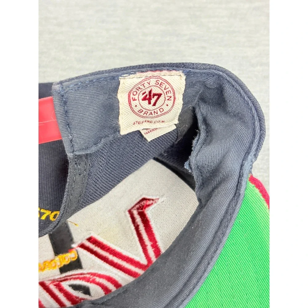 47 Brand Vail Colorado Snapback Hat Mens Navy Red Flat Brim Wool Blend Ski Cap